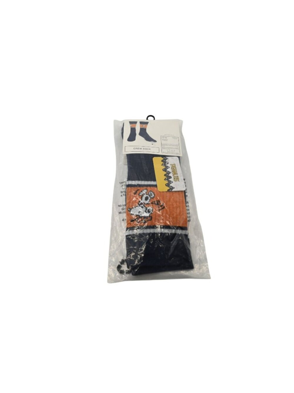 NIP Bioworld Peanuts Snoopy Golf Club Crew Socks Shoe Sz 6.5-12.5 Navy Orange